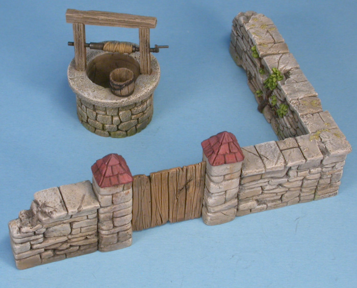 Diorama walls and well built and painted
